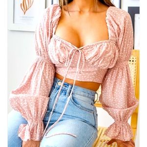 Blush Bardot Cropped Blouse